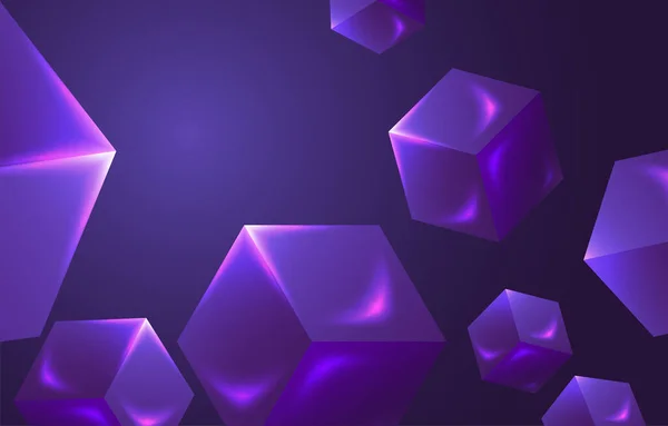 Púrpura Mística Cubo Abstrato Fundo Modelo Modelo Fundo Com Conceito — Vetor de Stock