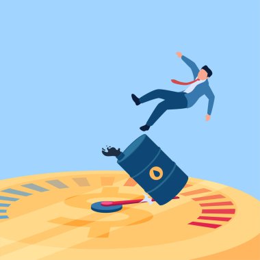 İnsanlar petrol varillerinden düşüyorlar çünkü değişken iğnelerden etkileniyorlar, bu yakıt enflasyonunun bir metaforu.