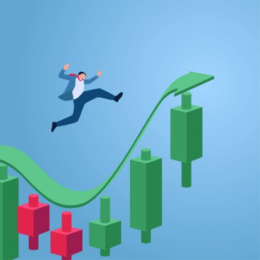 Stok şamdanlarına göre bir adam zıplıyor, istikrarsızlığın bir göstergesi..