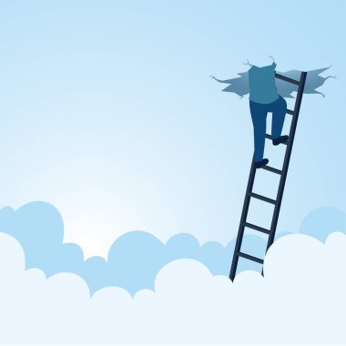 Bir adam çatlamış bir gökyüzüne merdiven tırmanır. Kuralları çiğnemenin, özgürlüğün, yeniliğin ve kutunun dışında düşünmenin bir göstergesi..