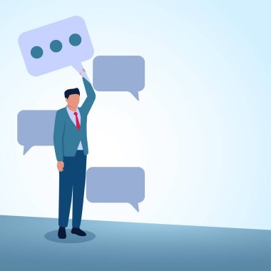 Sohbet balonu tutan bir protestocu. Yüksek sesle konuşmak, görüşleri dile getirmek ve sağlıklı iletişim kurmak için mecazi bir örnek..