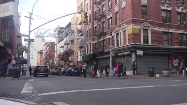 Little Italy Sign Busy Street Static Footage — Stock Video