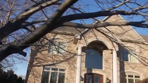 Evin Önündeki Kuru Ağaç Dalları Soldan Sağa Kayar — Stok video