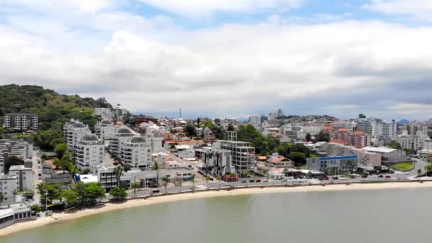 Flygfoto Över Byggnaderna Och Floripa Brasilien Front Dolly — Stockvideo