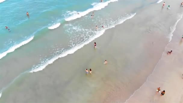 Верхній Повітряний Вид Людей Які Насолоджуються Ходять Пляжем Флоріпа Доллі — стокове відео
