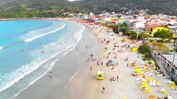 Una Vista Aérea Una Playa Brasil Que Gente Disfruta Dolly — Vídeos de Stock