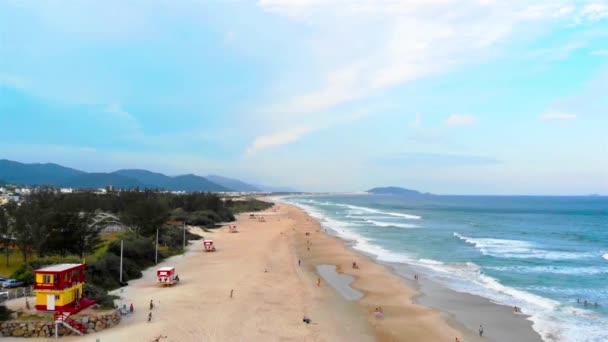 Vacker Antenn Front Utsikt Över Campeche Beach Floripa Front Dolly — Stockvideo