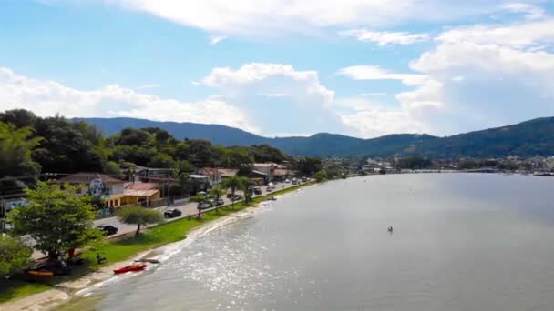 Vue Aérienne Ville Floripa Près Lac Grue Vers Haut — Video