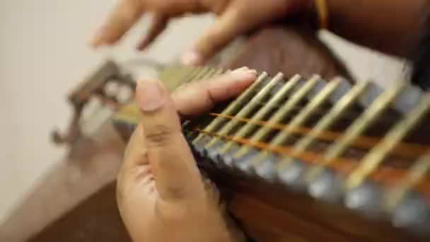 Foco Bastidor Del Movimiento Las Manos Los Instrumentos Cuerda Imágenes — Vídeos de Stock