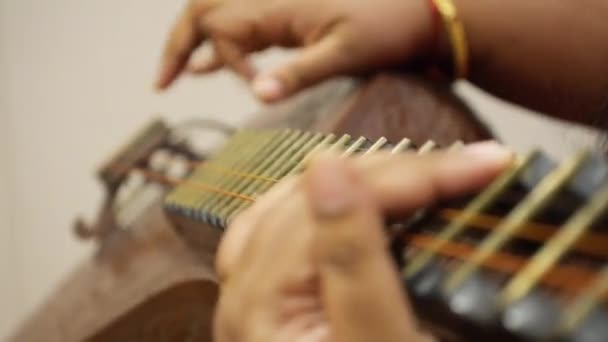Foco Bastidor Del Movimiento Las Manos Los Instrumentos Cuerda Imágenes — Vídeos de Stock