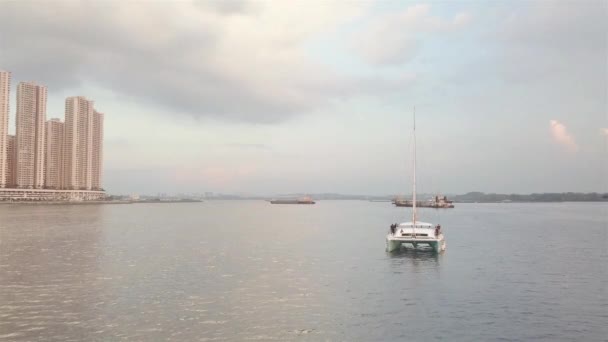 Кораблі Прекрасного Погляду Море Повітря Пливуть Ліворуч Направо — стокове відео