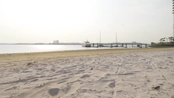 Ζαρωμένο Αποτύπωμα Στην Άμμο Παραλίας Σύρετε Δεξιά Προς Αριστερά — Αρχείο Βίντεο