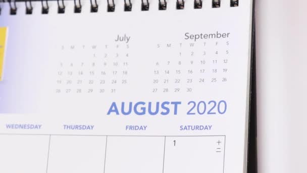 2020年8月カレンダー — ストック動画