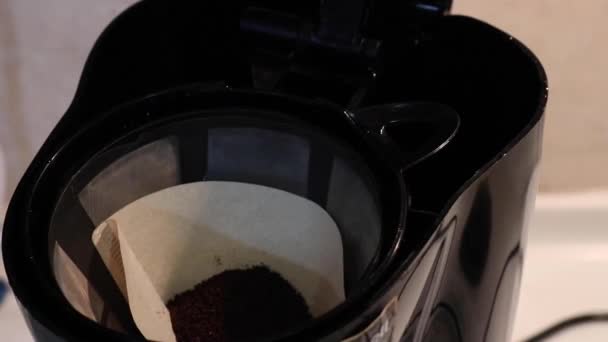 Filling Coffee Machine Water Close — Stock Video