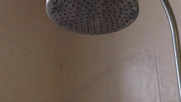Tända Duschen Badrummet Närbild — Stockvideo