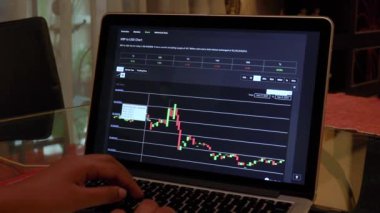 Kadınlar dizüstü bilgisayarda 14 gün boyunca XRP 'de Candle Stick çizelgelerini inceliyor