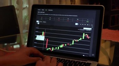 XRP 'de 24 saat boyunca dizüstü bilgisayarda Candle Stick çizelgelerini inceleyen kadınlar