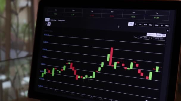 Gráfico Velas Bitcoin Línea Tiempo Horas Cerca — Vídeo de stock