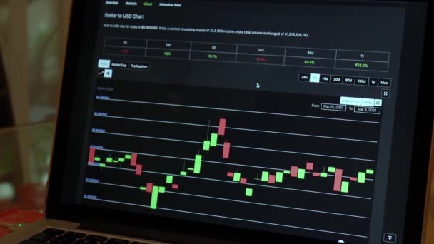 Xlm Days Candle Stick Charts Laptop — Stockvideo