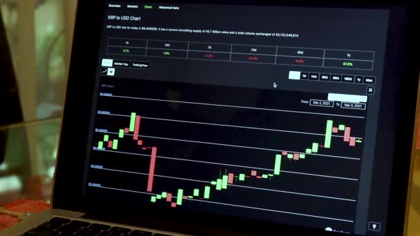 Xrp Hours Candle Stick Charts Laptop — Stok Video