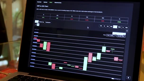 Xrp Days Candle Stick Charts Laptop — Stok Video