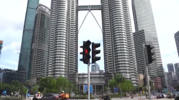 Vacker Klcc Tvillingtorn Utsikt Kuala Lumpur Klar Dag — Stockvideo