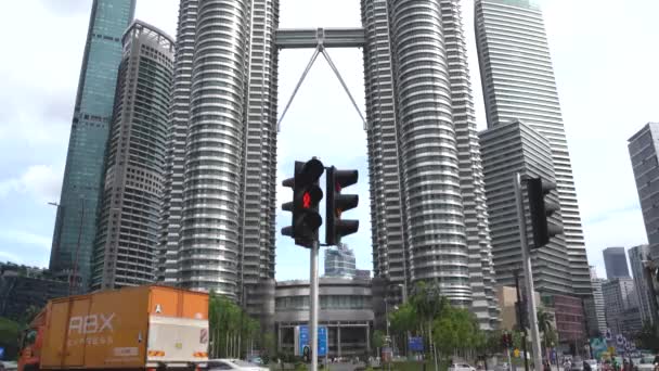 Stylish Klcc Twin Tower View Kuala Lumpur Ясний День — стокове відео