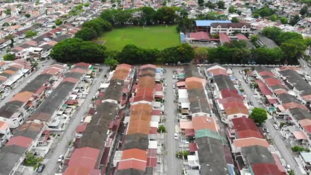 Platteland Drone Uitzicht Huizen Groen Park Maleisië — Stockvideo