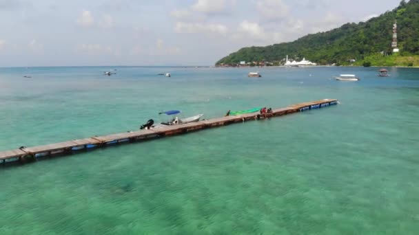 Increíble Vista Del Dron Isla Perhentian Malasia Avanzando — Vídeos de Stock
