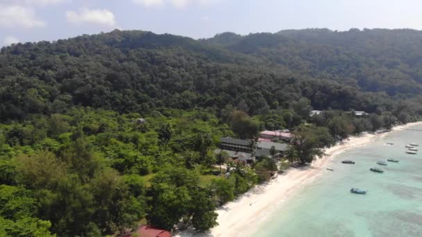 Drohnenblick Auf Die Wunderschöne Perhentian Insel Malaysia Von Links Nach — Stockvideo