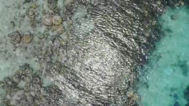 Κηφήνας Άποψη Των Κρυστάλλινα Νερά Παραλία Βράχια Στη Θάλασσα Κινείται — Αρχείο Βίντεο