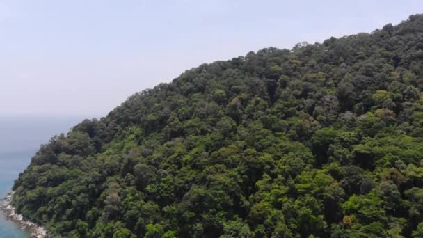 Vista Drones Montañas Tropicales Verdes Una Isla Malasia — Vídeos de Stock