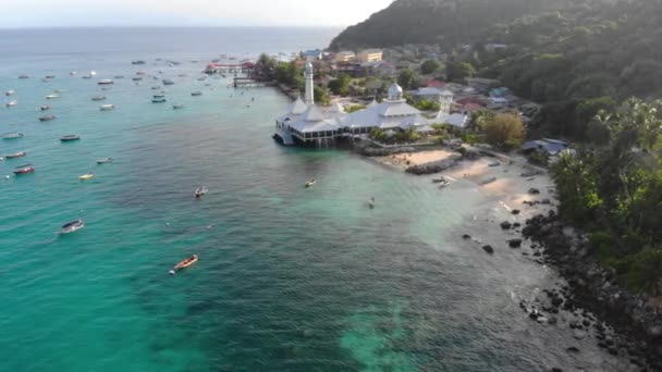 Drone View Besar Mosque Perhentian Islands Malaysia — Stock Video