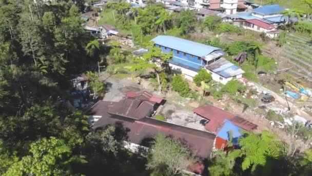Drone View Houses Green Fields Malaysia Moving Backwards — Stock Video