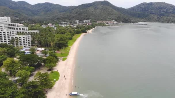 Beautiful Aerial View Seashore Tropical Greenery Malaysia — Stock Video