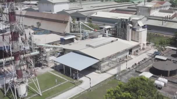 Aerial View Factory Buildings Industrial Equipment — Stock Video