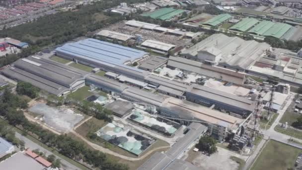 Drone Uitzicht Granieten Industriële Gebouwen Fabrieken Buurt Groen — Stockvideo