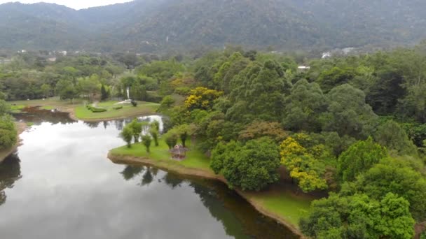 Вид Озеро Тропічну Зелень Ясний День — стокове відео