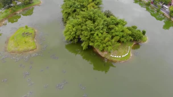 Drone Vista Los Jardines Del Lago Taiping Malasia Durante Día — Vídeos de Stock