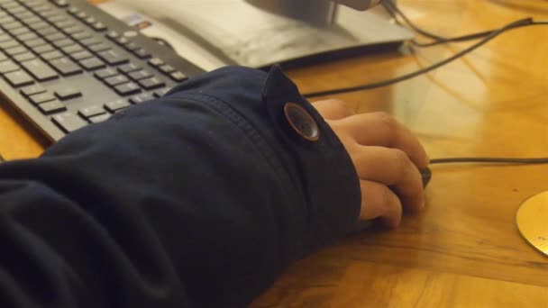 Hand Woman Jacket Using Computer Mouse Keyboard Static — Stock video