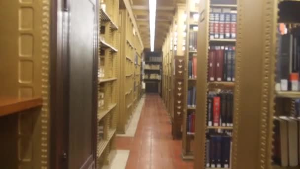 Walking Shelves Fancy Library Slide Forward — Vídeos de Stock