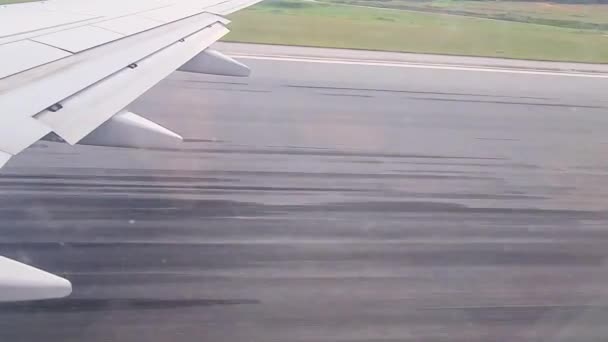 Runway Landing Airplane View Window — Stock Video