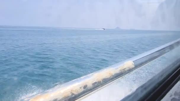 View Refreshing Sea Water Moving Boat — Stock Video