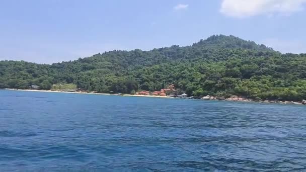 View Sea Water Tropical Mountains Moving Boat — Stock Video
