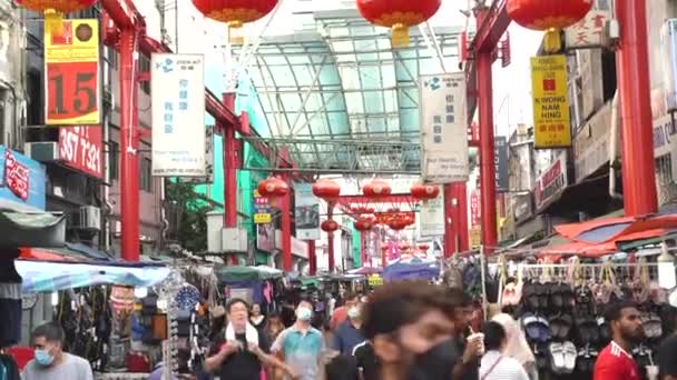 中国街市場を歩く人々 — ストック動画
