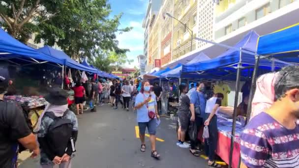 Kunstenaarsdag Aziatische Markt Met Kleurrijke Winkels Overdag — Stockvideo