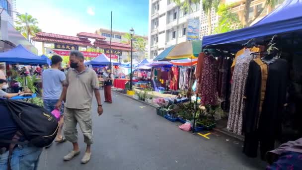 People Buying Stuff Beautiful Malaysian Market — Stock Video