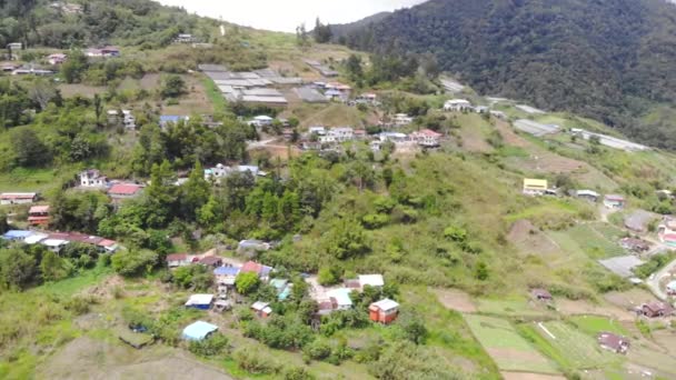 Vue Par Drone Maisons Entourées Belles Verdure Montagnes — Video