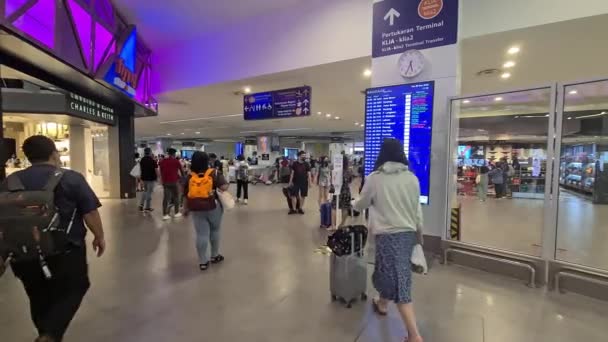 Uçuş Terminaline Giden Yolcular Bavullarını Çantalarını Alıp — Stok video
