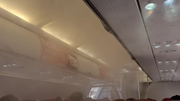 Vista Interior Niebla Cabina Avión — Vídeos de Stock